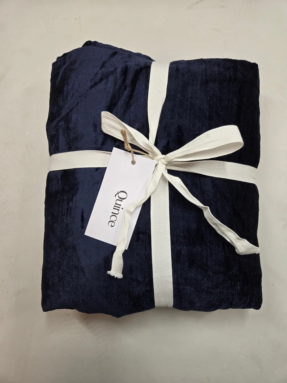 NWT QUINCE 1 48x96 Luster Velvet Curtain Navy 9347